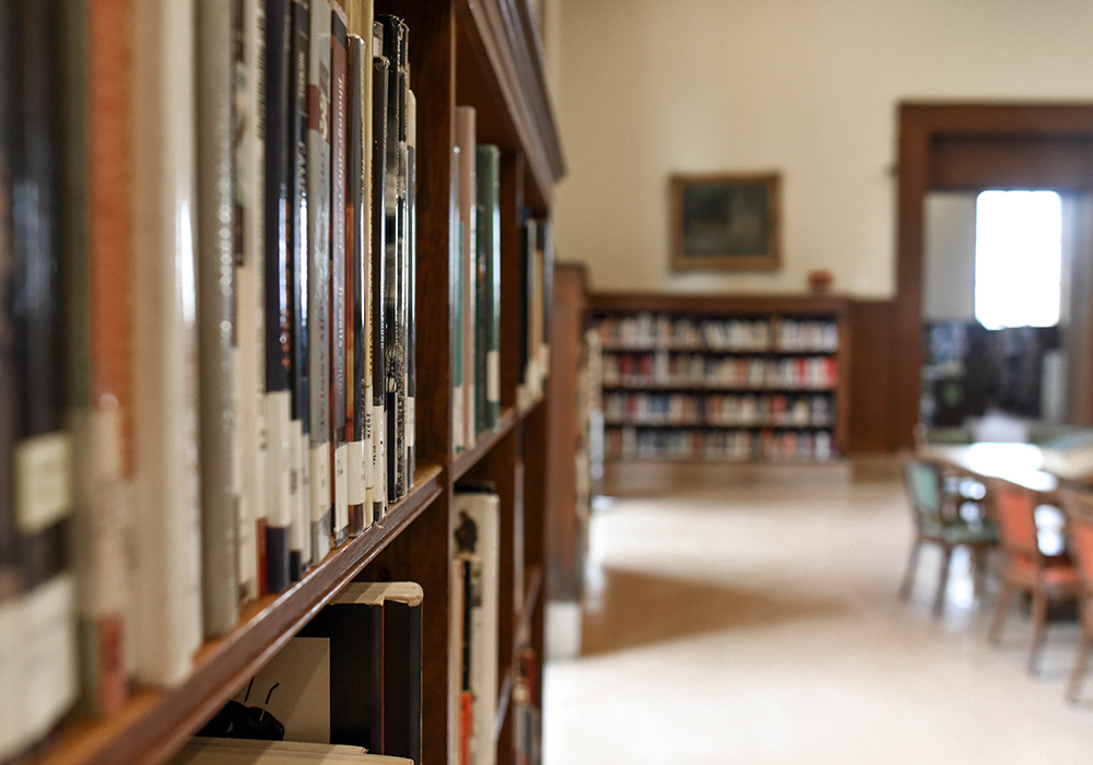 School library with books and desks